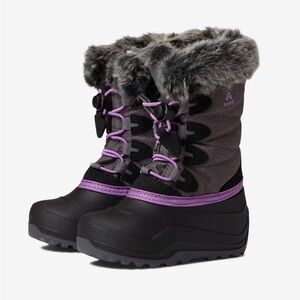 Kamik Girls Size 4 Snowangel Purple/Black Tall Quilted Waterproof Winter Boots